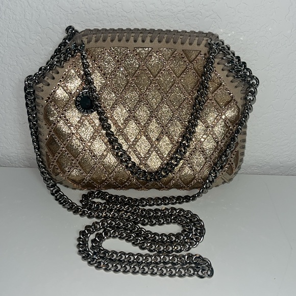 Stella McCartney Falabella Gold Crystal Mini Crossbody Bag - Picture 1 of 10